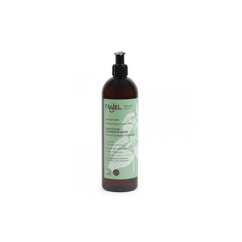 Shampooing au savon d'Alep 2 en 1 cheveux gras - 500ml - PHARMACIE VERTE - Herboristerie à Nantes depuis 1942 - Plantes en Vrac 