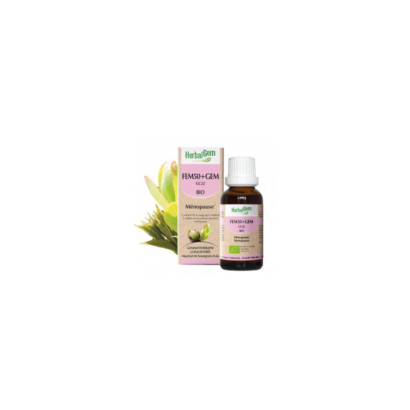 HERBALGEM FEM50+GEM - 30ml - PHARMACIE VERTE - Herboristerie à Nantes depuis 1942 - Plantes en Vrac - Tisane - EPS - Bourgeon - HERBALGEM FEM50+GEM - 30ml - PHARMACIE VERTE - Herboristerie à Nantes depuis 1942 - Plantes en Vrac - Tisane - EPS - Bourgeon -
