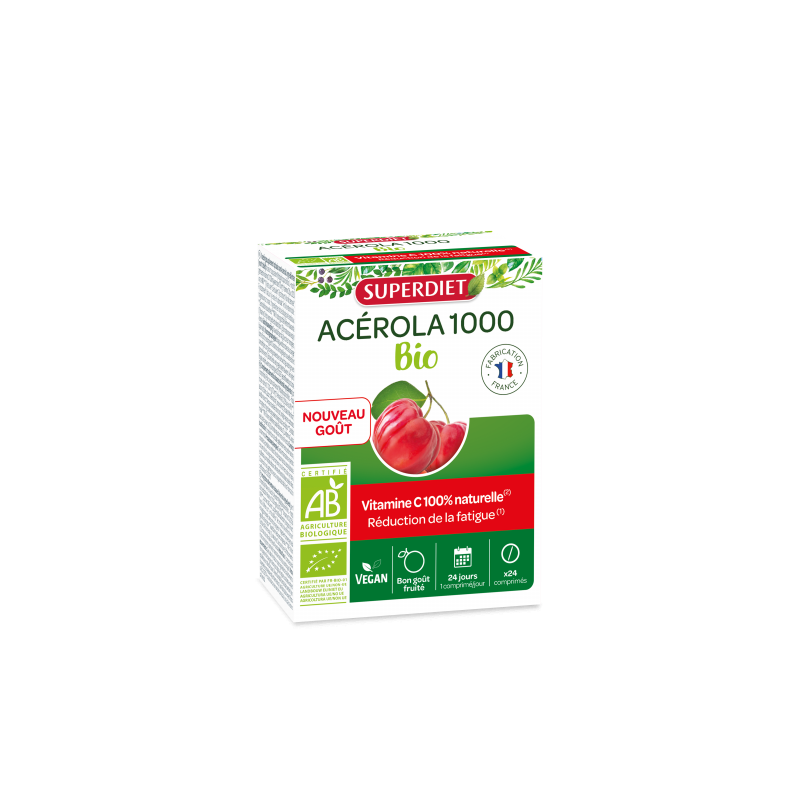 ACEROLA 1000 BIO - 24 comprimés - PHARMACIE VERTE - Herboristerie à Nantes depuis 1942 - Plantes en Vrac - Tisane - EPS - Bourge ACEROLA 1000 BIO - 24 comprimés - PHARMACIE VERTE - Herboristerie à Nantes depuis 1942 - Plantes en Vrac - Tisane - EPS - Bourge