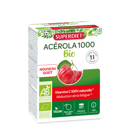 ACEROLA 1000 BIO - 24 comprimés - PHARMACIE VERTE - Herboristerie à Nantes depuis 1942 - Plantes en Vrac - Tisane - EPS - Bourge