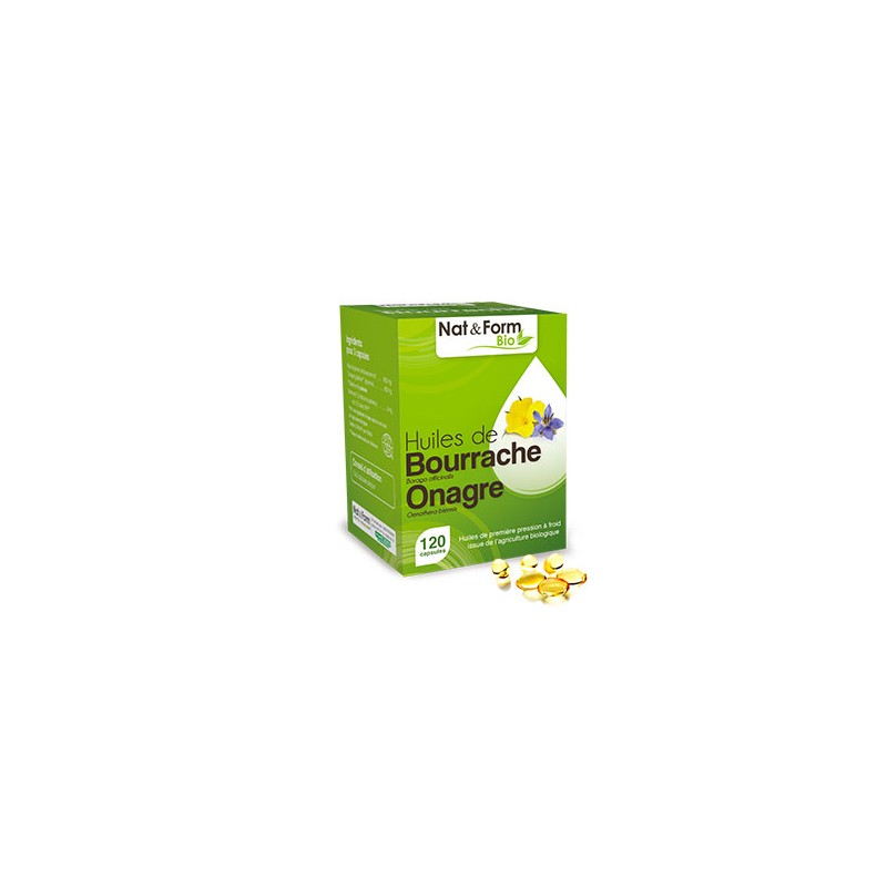 Bourrache & Onagre Bio - 120 Capsules - PHARMACIE VERTE - Herboristerie à Nantes depuis 1942 - Plantes en Vrac - Tisane - EPS - Bourrache & Onagre Bio - 120 Capsules - PHARMACIE VERTE - Herboristerie à Nantes depuis 1942 - Plantes en Vrac - Tisane - EPS -
